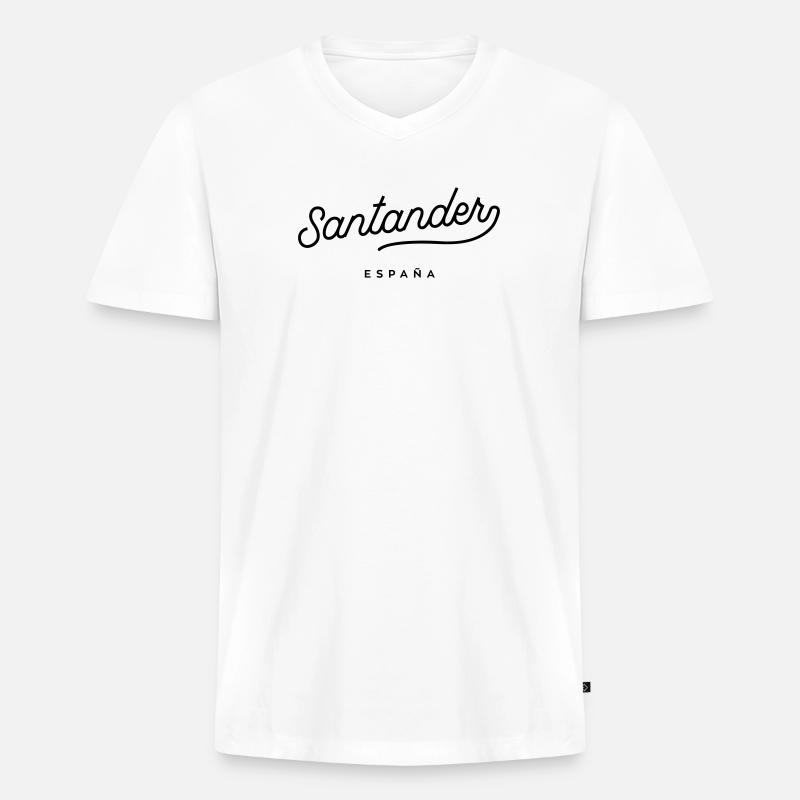 Santander - Spanien - Männer Premium Bio T-Shirt mit V-Ausschnitt - Weiß
