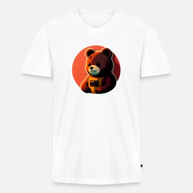 Bären Cartoon - Männer Premium Bio T-Shirt mit V-Ausschnitt - Weiß