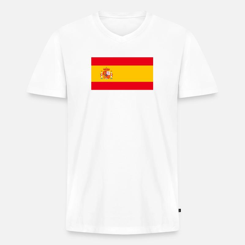 100% spanische spanische Flagge - Männer Premium Bio T-Shirt mit V-Ausschnitt - Weiß
