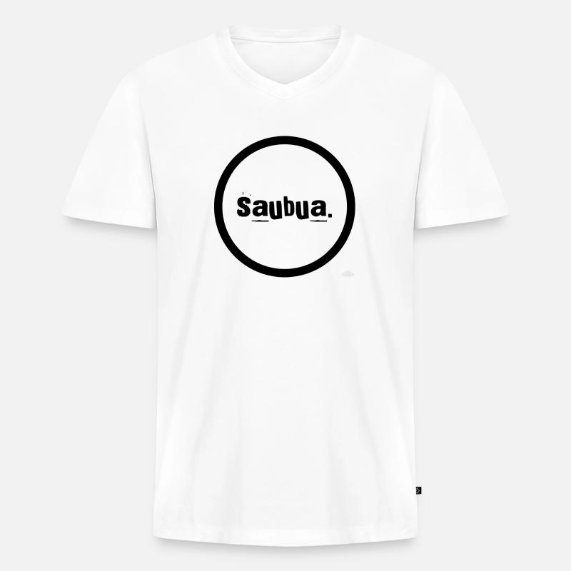 saubua - Männer Premium Bio T-Shirt mit V-Ausschnitt - Weiß
