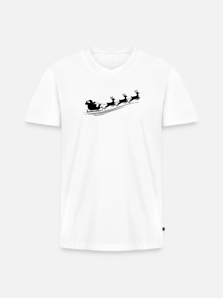 Weihnachtsmann Schlitten Rentiere - Männer Premium Bio T-Shirt mit V-Ausschnitt - Weiß