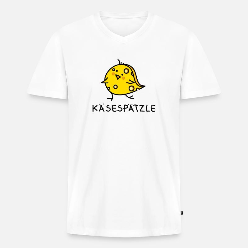 Spatz Käse und Spätzle - Männer Premium Bio T-Shirt mit V-Ausschnitt - Weiß