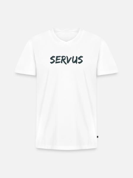 Servus! - Männer Premium Bio T-Shirt mit V-Ausschnitt - Weiß