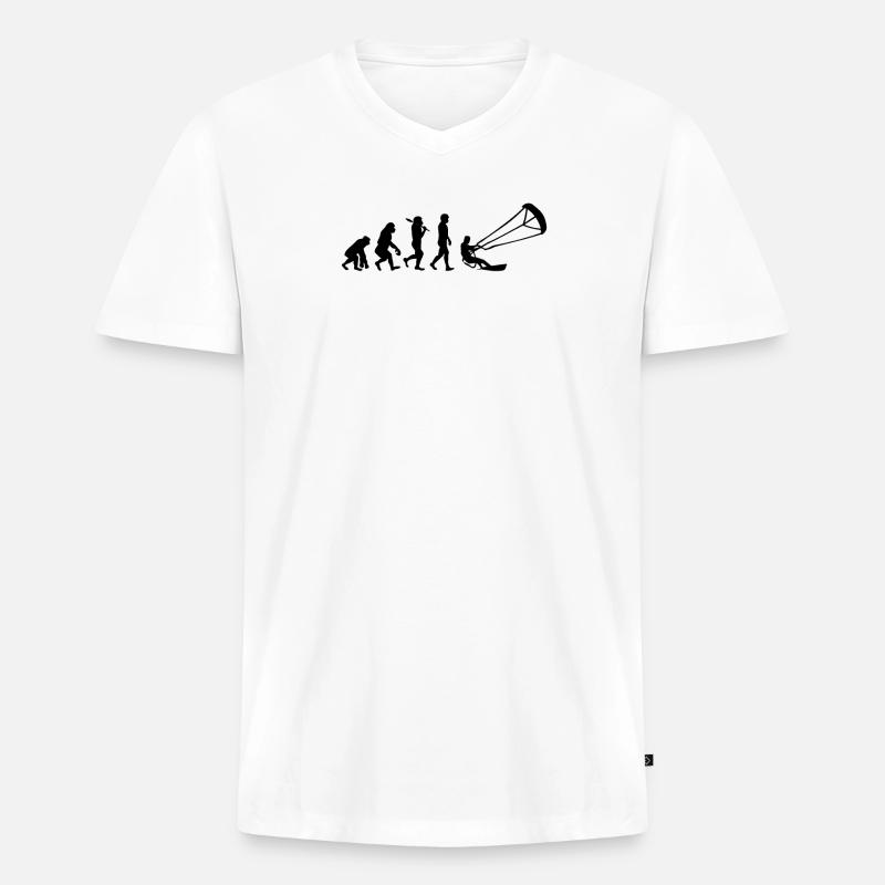 Kitesurfen Evolution - Männer Premium Bio T-Shirt mit V-Ausschnitt - Weiß