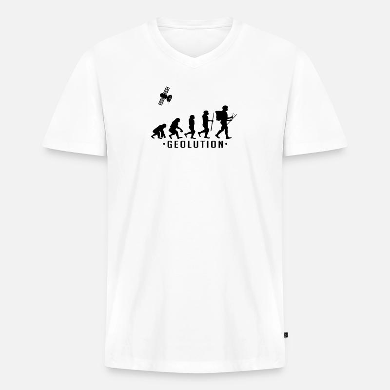 Geocaching evolution Shirt Geolution - Männer Premium Bio T-Shirt mit V-Ausschnitt - Weiß