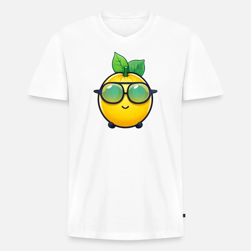 Coole Zitrone - Erfrischende Limonaden-Design - Männer Premium Bio T-Shirt mit V-Ausschnitt - Weiß