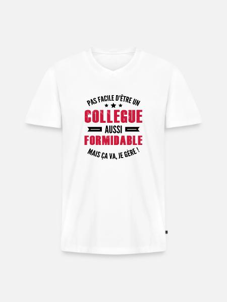 un collègue aussi formidable / humour collègue - T-shirt encolure en V Premium bio Homme - blanc
