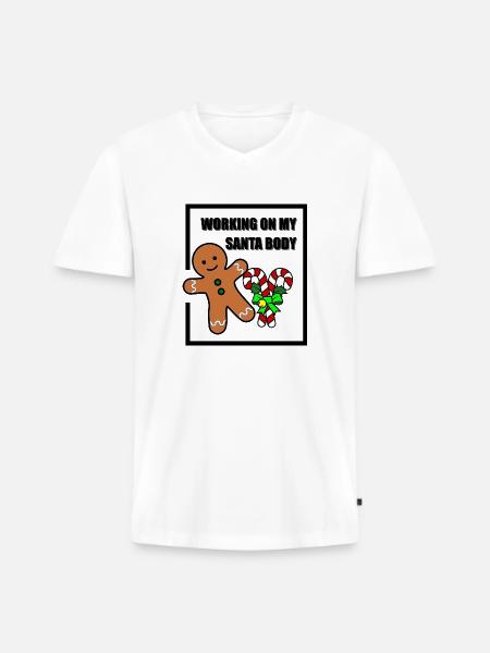 working santa body - Männer Premium Bio T-Shirt mit V-Ausschnitt - Weiß