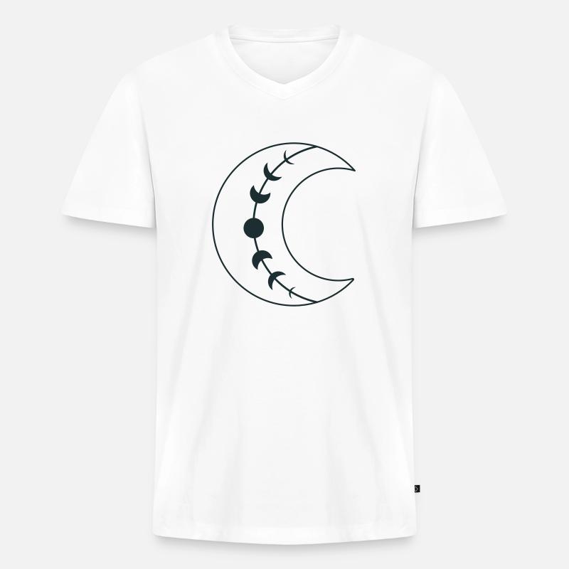 Große einzelne BOHO-Halbmondphasen - Männer Premium Bio T-Shirt mit V-Ausschnitt - Weiß