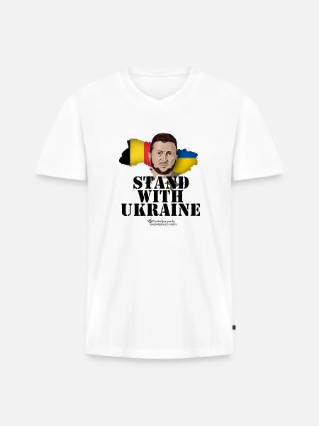 Ukraine Belgium Stand with Ukraine - Men's Premium Organic T-shirt with V-neck - white