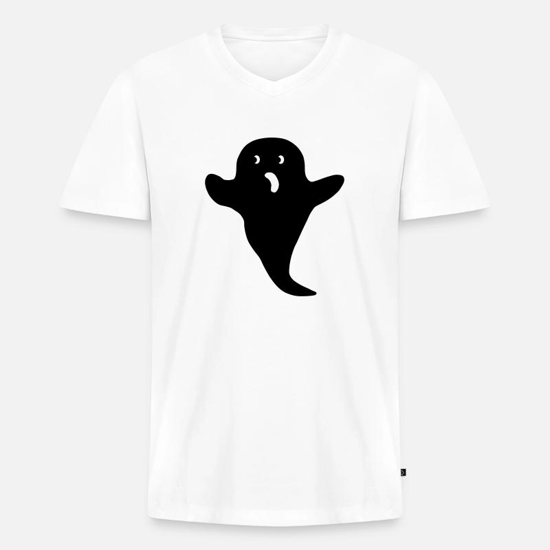 Ghosti2 - Männer Premium Bio T-Shirt mit V-Ausschnitt - Weiß