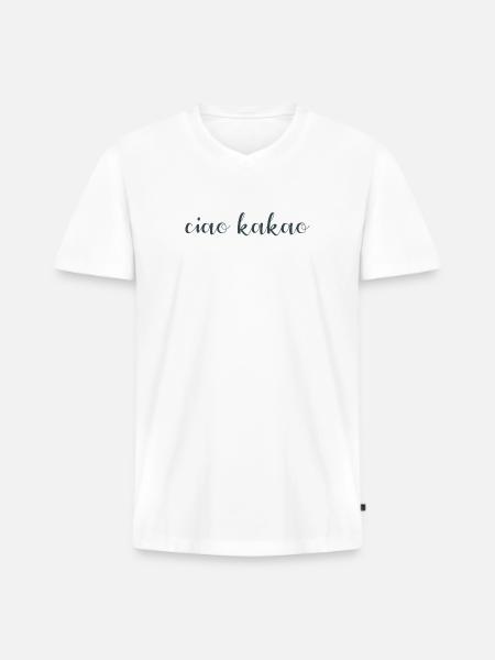 ciao kakao - Männer Premium Bio T-Shirt mit V-Ausschnitt - Weiß