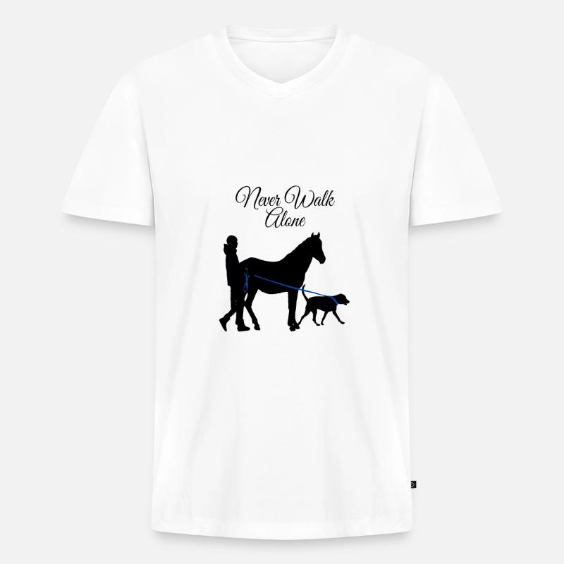 Never Walk Alone Hund Pferd - Männer Premium Bio T-Shirt mit V-Ausschnitt - Weiß
