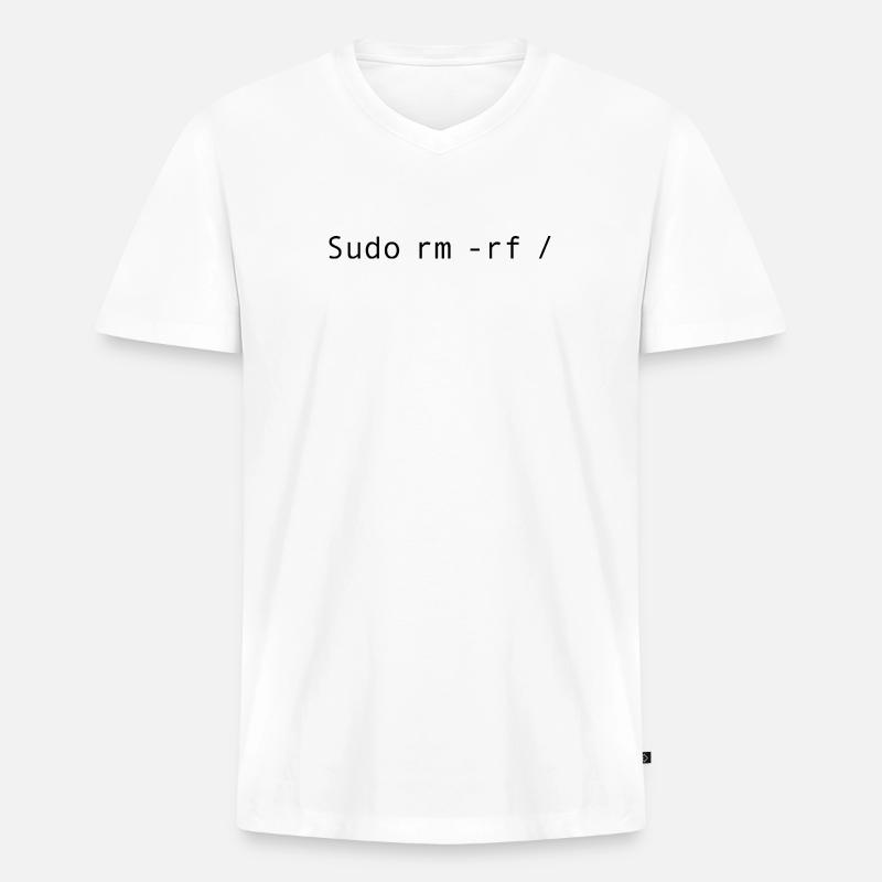 Linux Coding Sudo rm -rf / - Men's Premium Organic T-shirt with V-neck - white