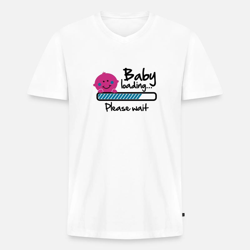 Baby loading - please wait - Männer Premium Bio T-Shirt mit V-Ausschnitt - Weiß