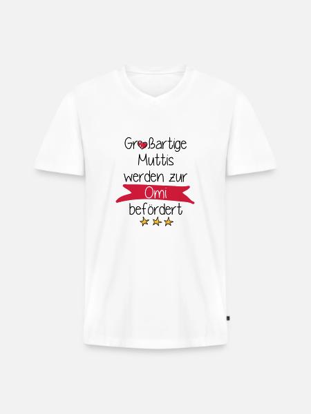 Großartige Muttis - Männer Premium Bio T-Shirt mit V-Ausschnitt - Weiß