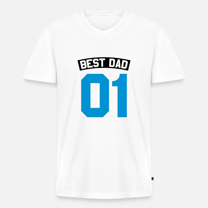 Best Dad - Männer Premium Bio T-Shirt mit V-Ausschnitt - Weiß