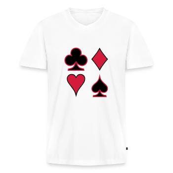 Poker Deck Dealer Trumpf Spielkarten Skat Canasta - Männer Premium Bio T-Shirt mit V-Ausschnitt - Weiß - Vorne - Nico (187cm)
