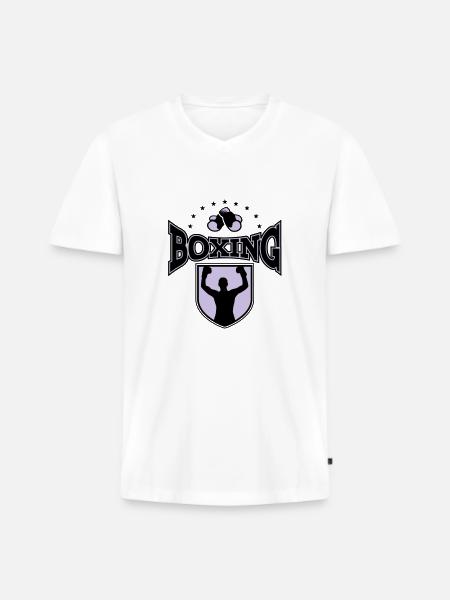 boxing - T-shirt encolure en V Premium bio Homme - blanc