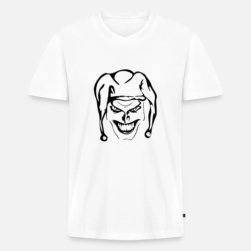 Evil Joker - Männer Premium Bio T-Shirt mit V-Ausschnitt - Weiß