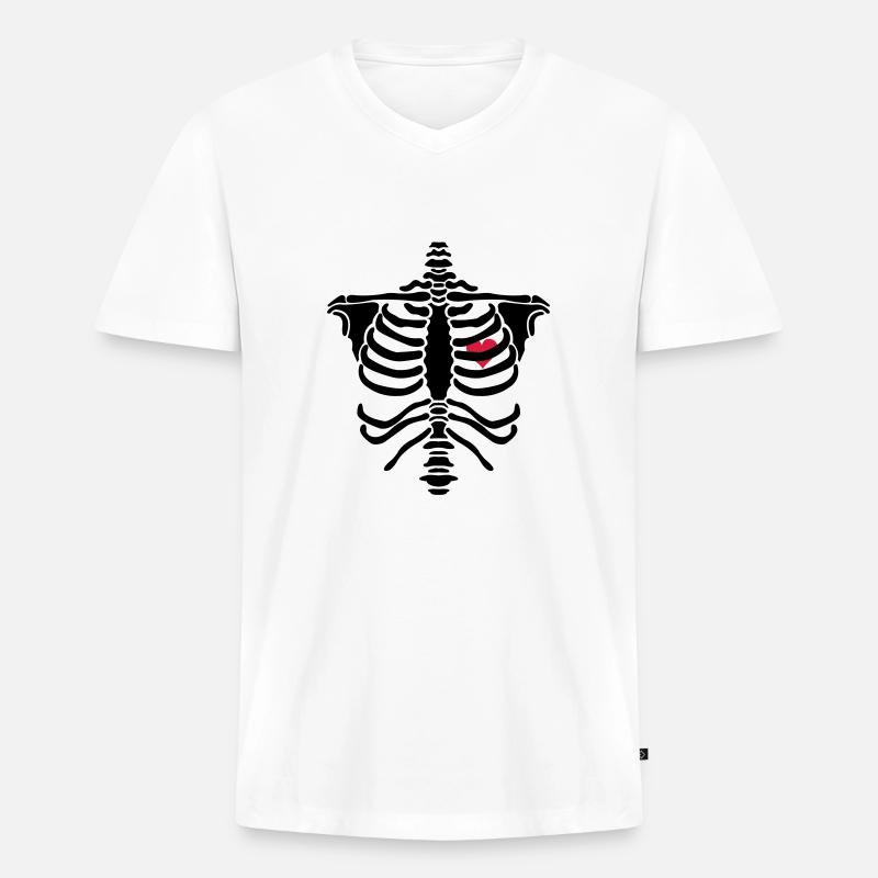 skelett2 - Männer Premium Bio T-Shirt mit V-Ausschnitt - Weiß
