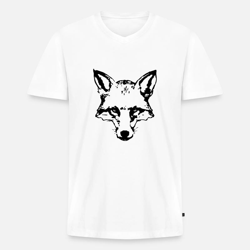 fox_head - Männer Premium Bio T-Shirt mit V-Ausschnitt - Weiß