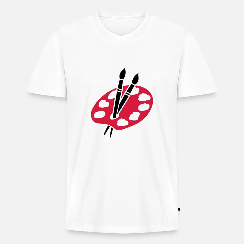 Maler - Männer Premium Bio T-Shirt mit V-Ausschnitt - Weiß