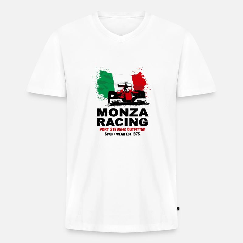 Formula One - Italy Flag - Männer Premium Bio T-Shirt mit V-Ausschnitt - Weiß