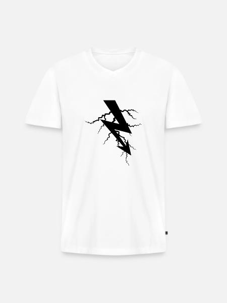 charge symbol electric lightning current energy strong - Men's Premium Organic T-shirt with V-neck - white