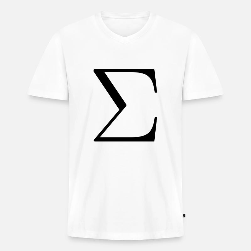 Griechischer Grossbuchstabe SIGMA - Männer Premium Bio T-Shirt mit V-Ausschnitt - Weiß