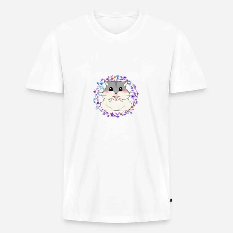 Hamster - Männer Premium Bio T-Shirt mit V-Ausschnitt - Weiß