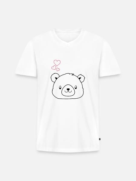 bear love - Men's Premium Organic T-shirt with V-neck - white