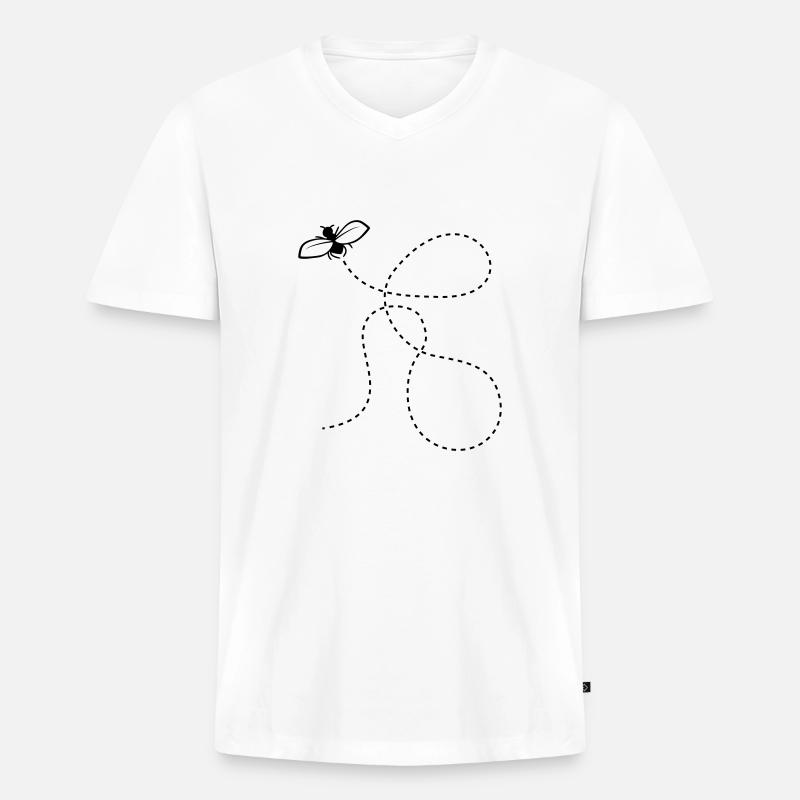 Gestrichelte Linie Fliege - Männer Premium Bio T-Shirt mit V-Ausschnitt - Weiß