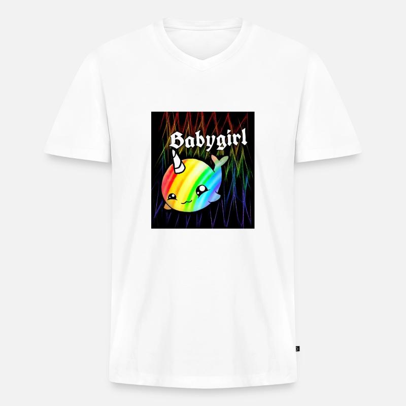 Baby Einhorn Wal - Männer Premium Bio T-Shirt mit V-Ausschnitt - Weiß