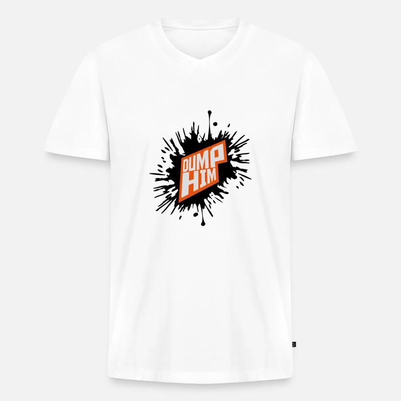 dump him Zitat Logo - Männer Premium Bio T-Shirt mit V-Ausschnitt - Weiß