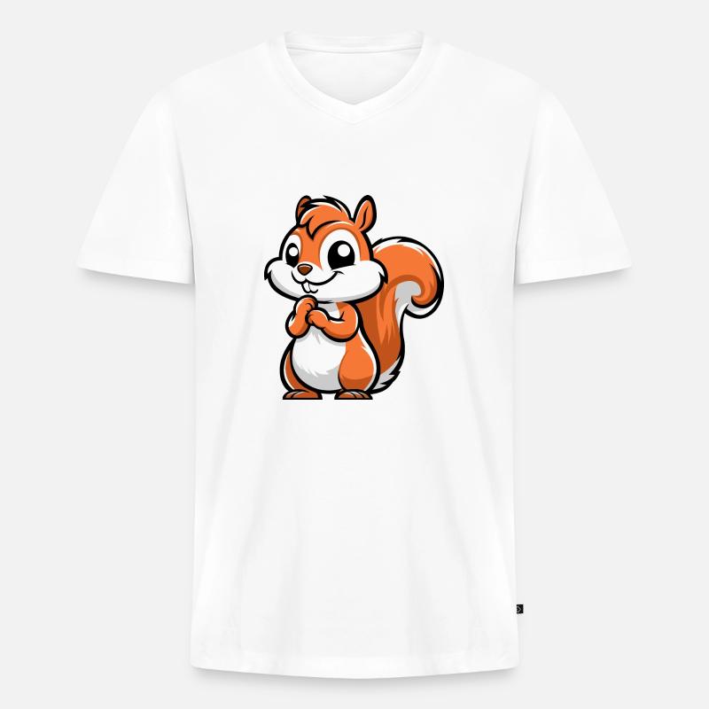 Freches kleines Eichhörnchen - Männer Premium Bio T-Shirt mit V-Ausschnitt - Weiß