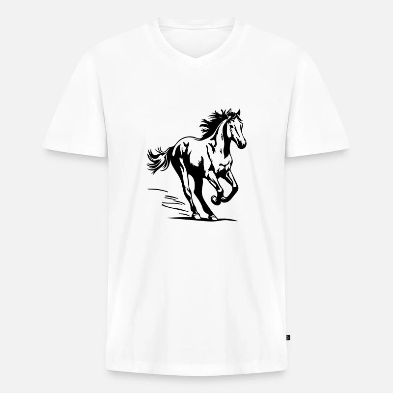 Pferd - Männer Premium Bio T-Shirt mit V-Ausschnitt - Weiß