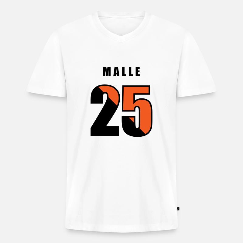 Malle 2025 - Männer Premium Bio T-Shirt mit V-Ausschnitt - Weiß