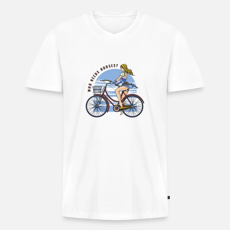 Who needs horses ? - Männer Premium Bio T-Shirt mit V-Ausschnitt - Weiß