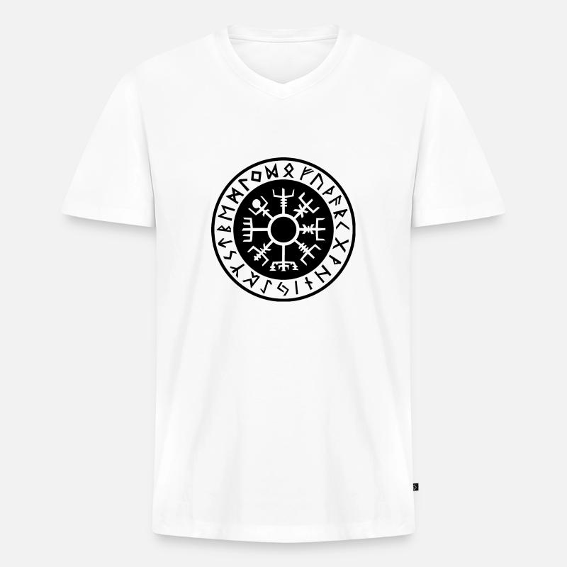 Schwarzes Vegvisir - Männer Premium Bio T-Shirt mit V-Ausschnitt - Weiß