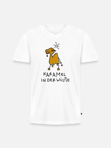 Kamel Karamell - Männer Premium Bio T-Shirt mit V-Ausschnitt - Weiß
