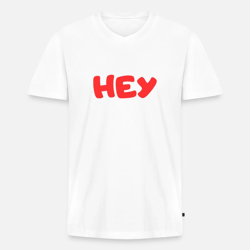 HEY - Männer Premium Bio T-Shirt mit V-Ausschnitt - Weiß