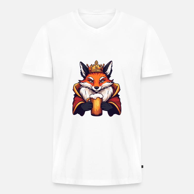 Fuchs Bier Lustig - Männer Premium Bio T-Shirt mit V-Ausschnitt - Weiß