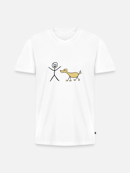Ich und Hund - Männer Premium Bio T-Shirt mit V-Ausschnitt - Weiß