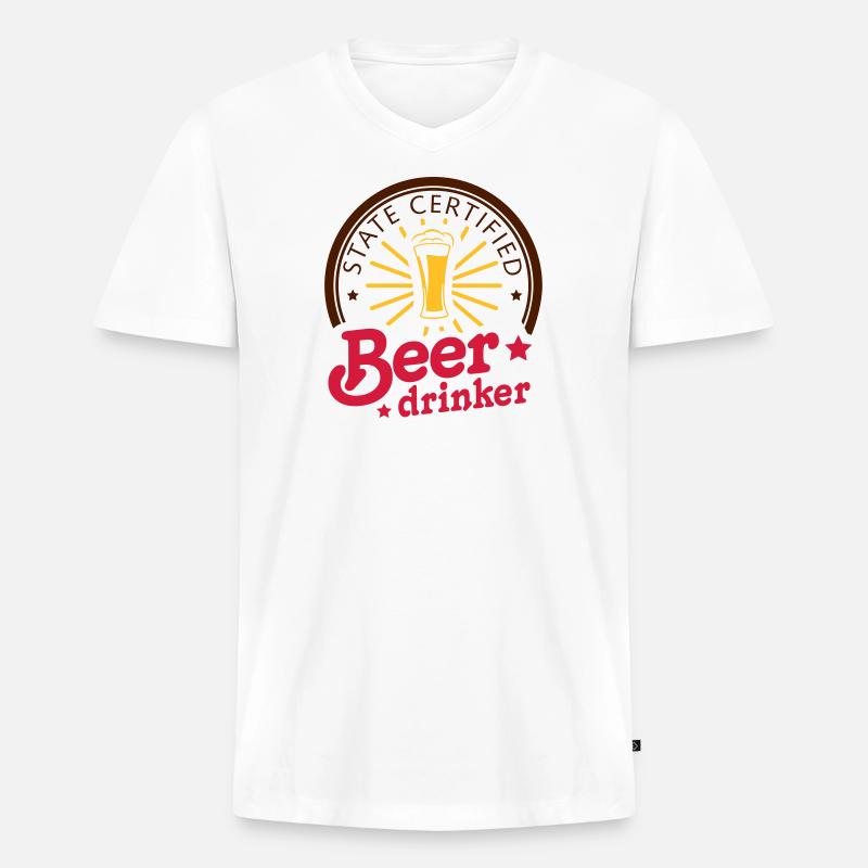 state certified beerdrinker - Männer Premium Bio T-Shirt mit V-Ausschnitt - Weiß