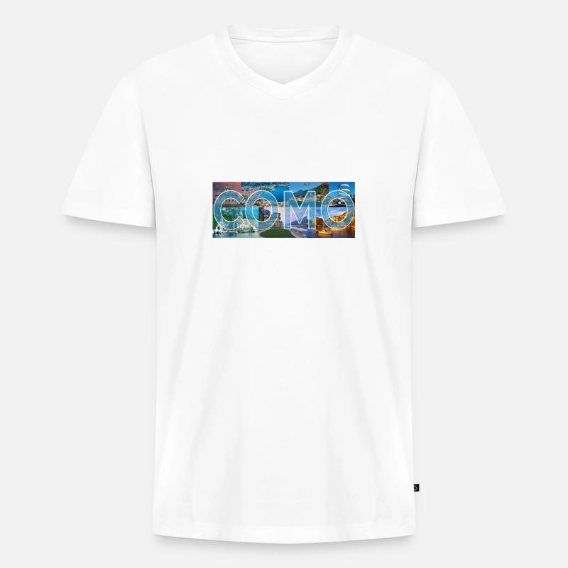 Como Sammlung - Männer Premium Bio T-Shirt mit V-Ausschnitt - Weiß
