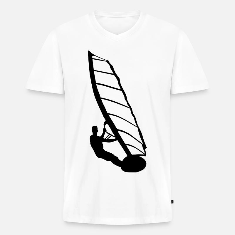 Windsurfer, Surfer, Wassersport, - Männer Premium Bio T-Shirt mit V-Ausschnitt - Weiß