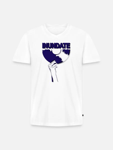 Schallplatte Blau - Männer Premium Bio T-Shirt mit V-Ausschnitt - Weiß