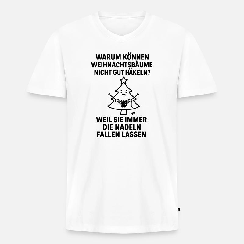 weihnachtsbaum häkeln witz nadeln fallen lassen - Männer Premium Bio T-Shirt mit V-Ausschnitt - Weiß
