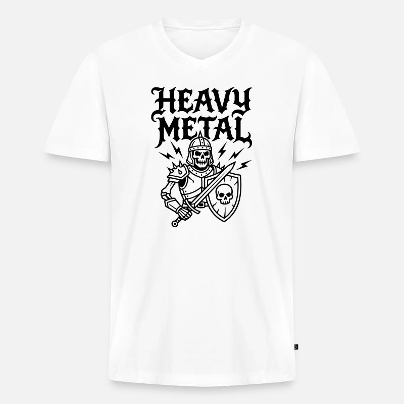 Schwermetall - Männer Premium Bio T-Shirt mit V-Ausschnitt - Weiß